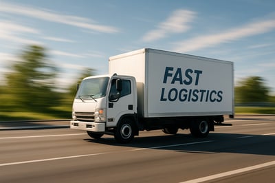 Delivery truck on the road representing fast logistics services